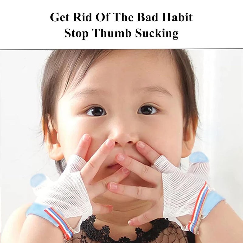 HS&ROXIN Thumb Sucking Guard for Kids with Finger Sucking Guard Gloves to Stop Thumb Sucking Deterrent Gloves for Ages 6 Months to 8 Years (Blue, S) - Image 4